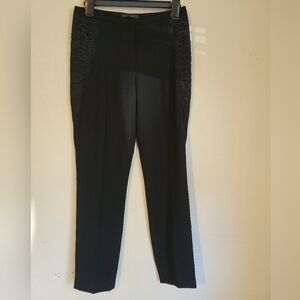 Elie Tahari Black Straight Leg Pants with Lace Detail